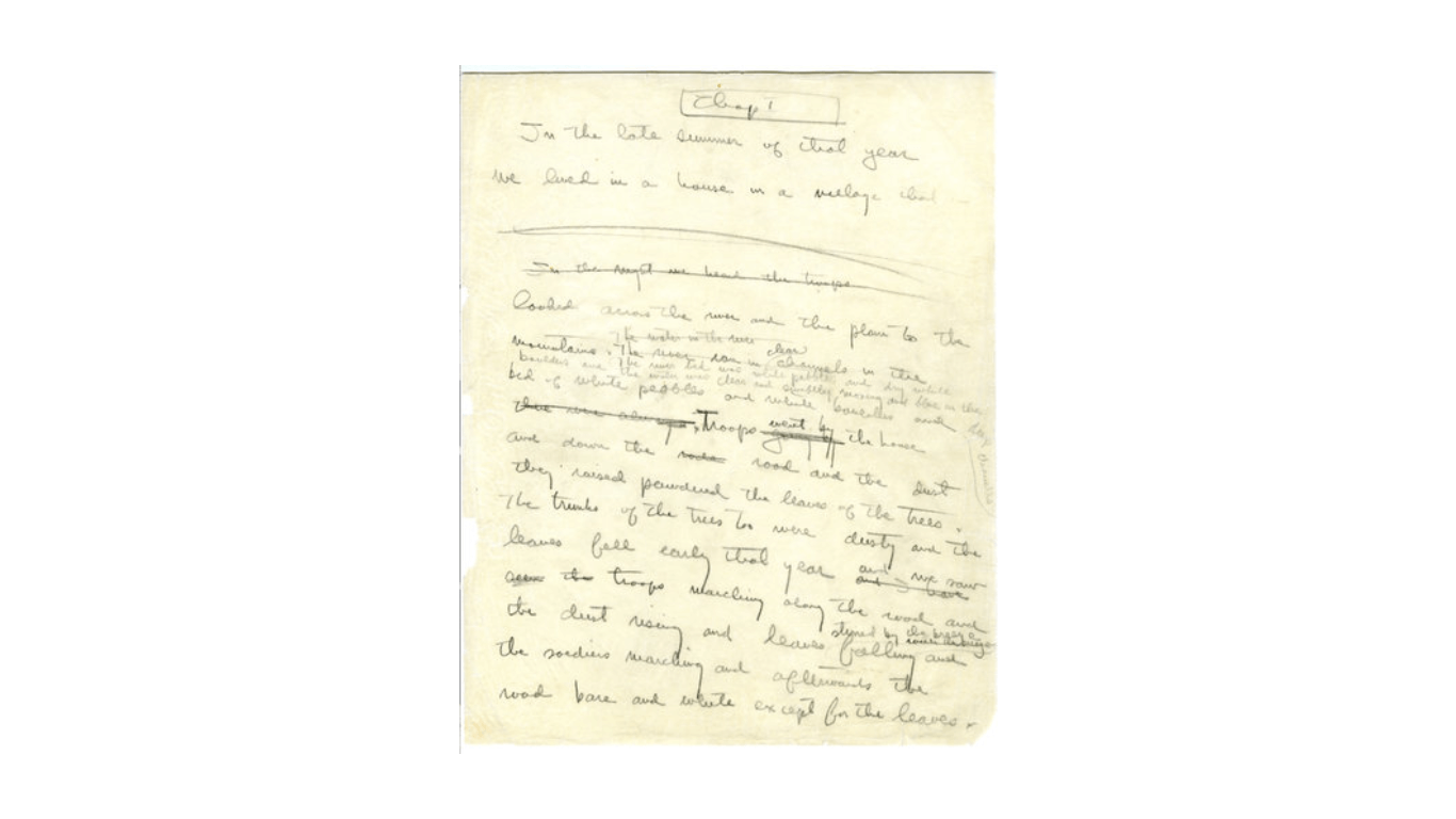 A page from Ernest Hemingway's draft of “A Farewell to Arms.”